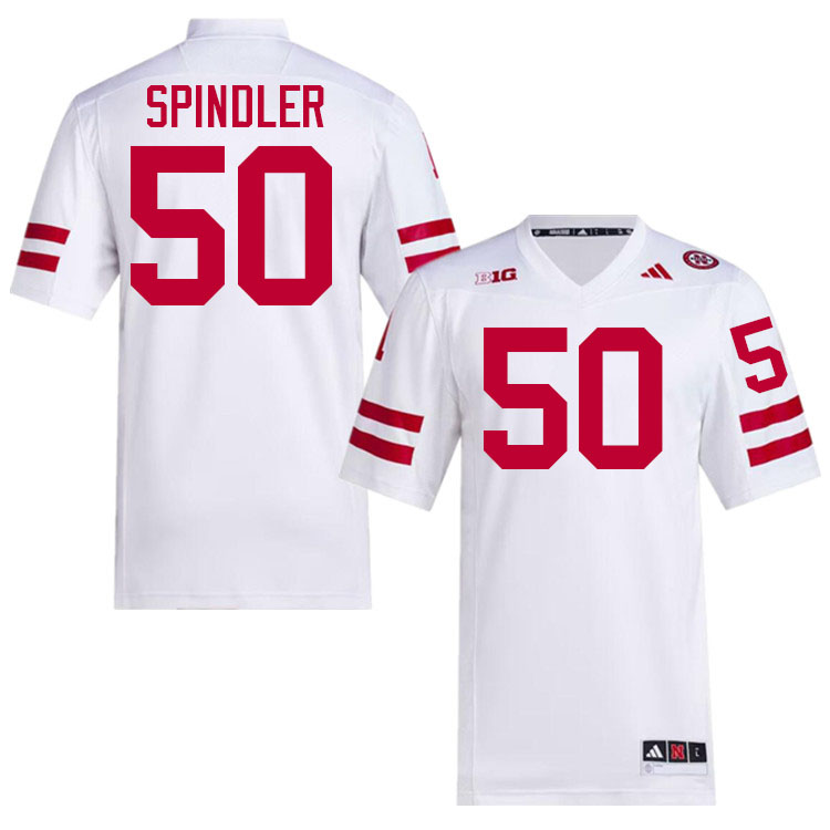 Nebraska Cornhuskers #50 Rocco Spindler College Football Jerseys Stitched-White Nebraska Cornhuskers #50 Rocco Spindler College Football Jerseys Stitched-White